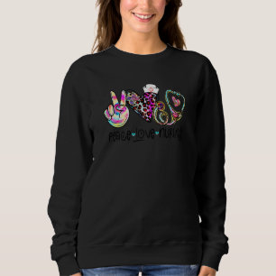 Sudadera Mujeres Paz Enfermería Amor Leopard Heart Stethosc