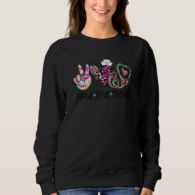 Sudadera Mujeres Paz Enfermería Amor Leopard Heart Stethosc (Anverso)