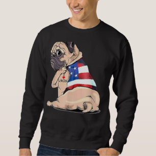 Sudadera Mujeres Pug Dog Tattoo Amo A Mamá