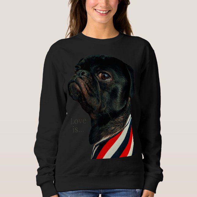 Sudadera Mujeres Pug Negras Hombres Pug Mom Dad Life Love D (Anverso)