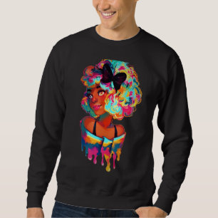 Sudadera Mujeres Reina negra afro melanina goteando arte ne
