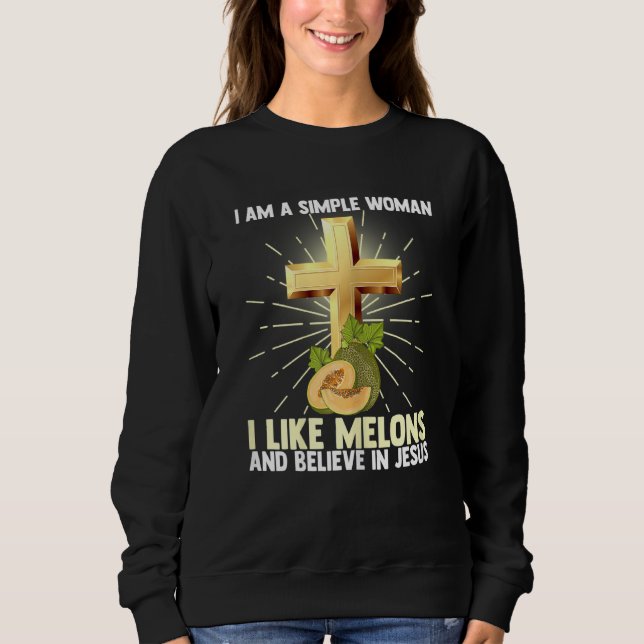 Sudadera Mujeres Sencillas Como Melón Y Creen En Jesu (Anverso)