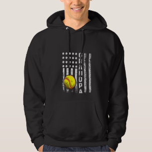 Sudadera Mujeres Softball Abuelo Bandera Americana Vintage 