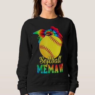 Sudadera Mujeres Softball Memaw Tie Dye Softball Madre D