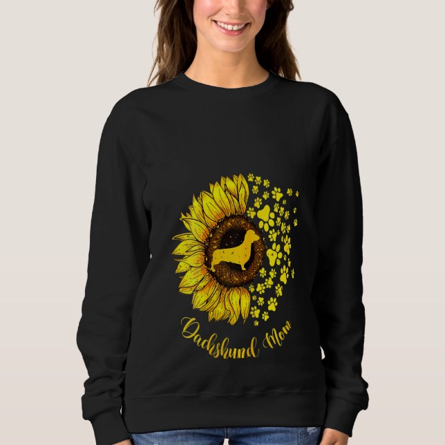 Sudadera Mujeres Sunflower Dachshund Mamá Perro Lover (Anverso)