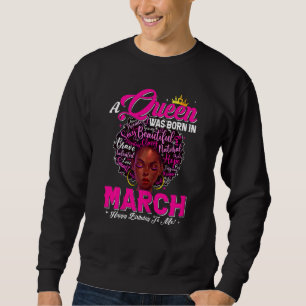 Sudadera Mujeres Una Reina Nació En Marzo Africano Negro Qu