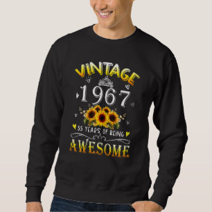 Sudadera Mujeres Vintage 1967 Sunflower 55º Día B 55 Años