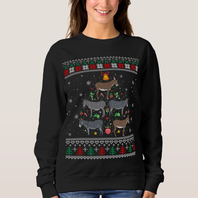 Sudadera Mule Donkey Christmas Ornament Tree Funny Gift Ugl (Anverso)
