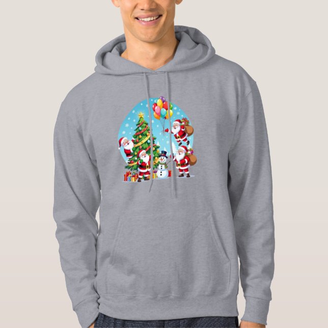 Sudadera **“Multi-Santa Christmas Fun – 3D Cartoon Transpar (Anverso)
