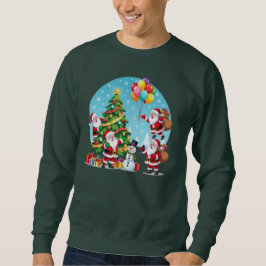 Sudadera **“Multi-Santa Christmas Fun – 3D Cartoon Transpar