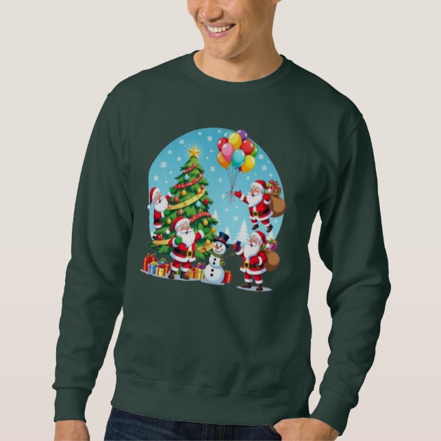 Sudadera **“Multi-Santa Christmas Fun – 3D Cartoon Transpar (Anverso)
