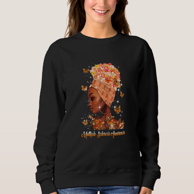 Sudadera Multiple Sclerosis Awareness MS Woman Love Flower  (Anverso)