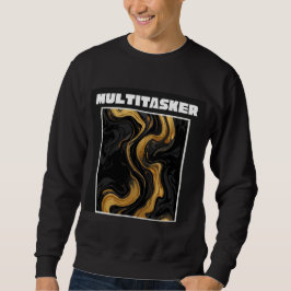 Sudadera Multitasker Mármol Líquido Abstracto Dorado y Negr