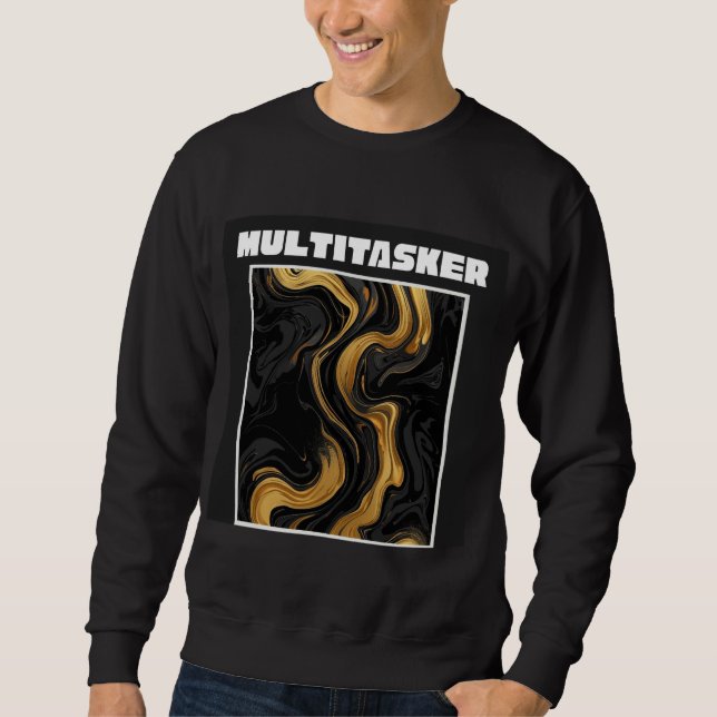 Sudadera Multitasker Mármol Líquido Abstracto Dorado y Negr (Anverso)