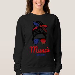 Sudadera Muncie Indiana Retro Messy Bun