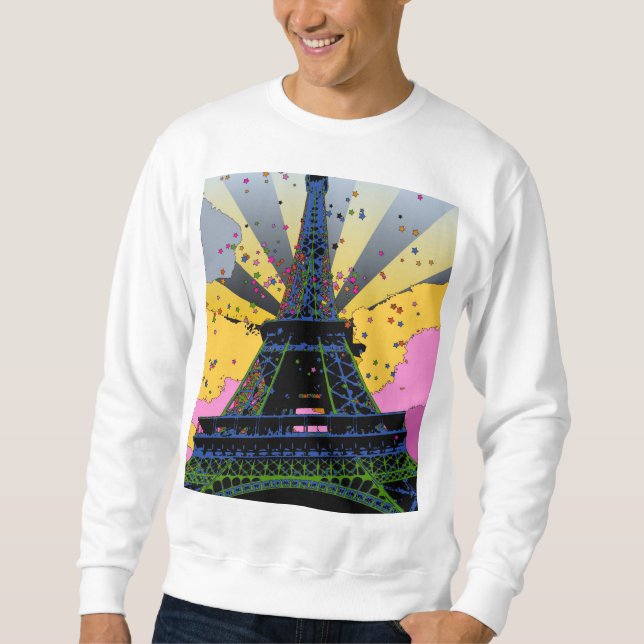 Sudadera Mundo psicodélico: Torre Eiffel, París Francia A1 (Anverso)