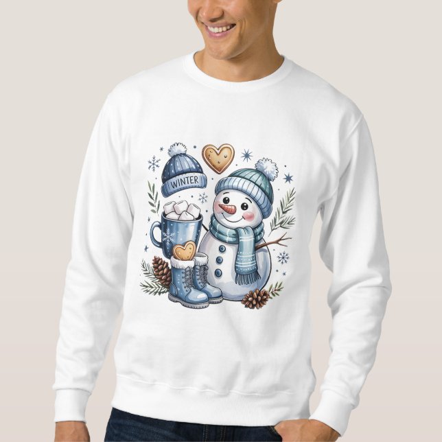 Sudadera Muñeco de nieve acogedor de invierno  (Anverso)