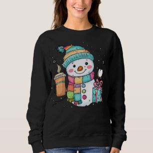 Sudadera Muñeco de Nieve Adorable con Café y Regalo - Navid