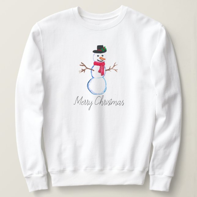 Sudadera Muñeco de nieve Alegre Brillante Navidad divertido (Anverso del diseño)