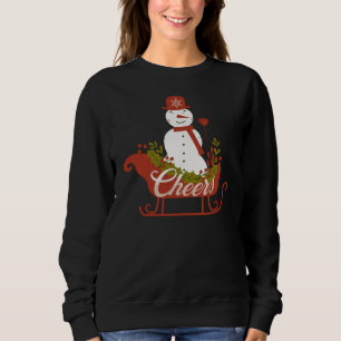 Sudadera Muñeco de nieve con vino y trineo de Navidad 