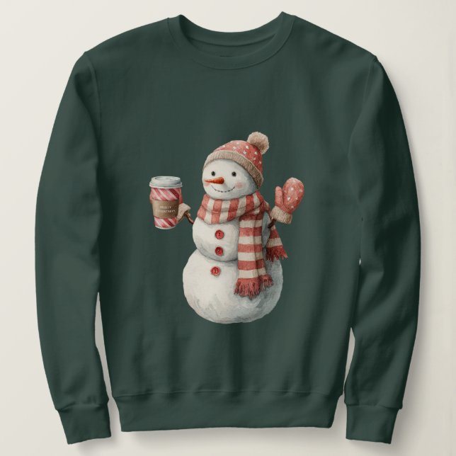 Sudadera Muñeco de Nieve de Navidad Rojo Blanco (Anverso del diseño)