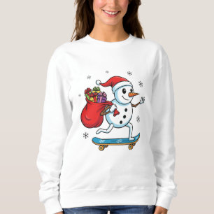 Sudadera Muñeco de nieve haciendo skateboarding Skate div
