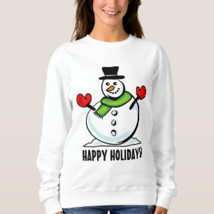 Sudadera Muñeco de nieve lindo Felices Fiestas Navidad blan