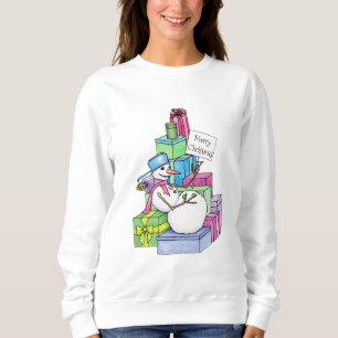 Sudadera Muñeco de nieve relajándose sobre regalos