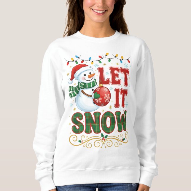 Sudadera Muñeco de nieve y luces navideñas (Anverso)