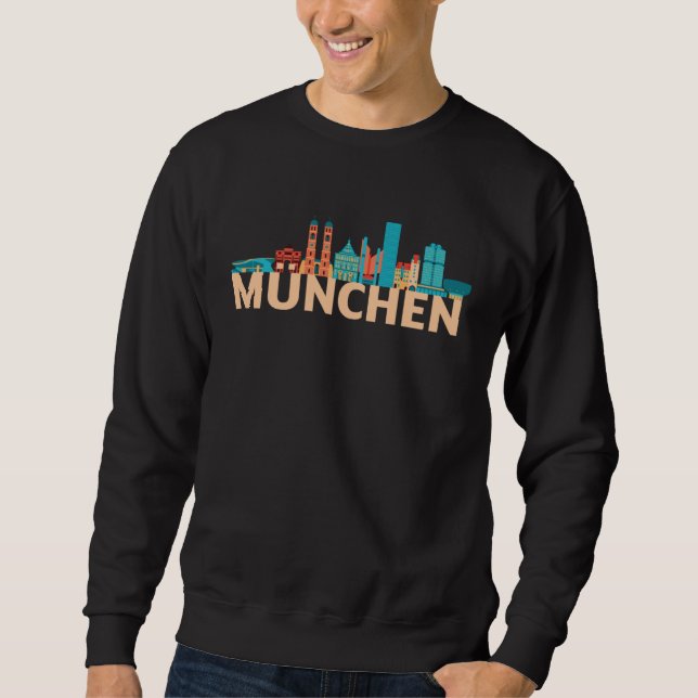 Sudadera Munich Germany City Skyline Silhouette Outline Ske (Anverso)