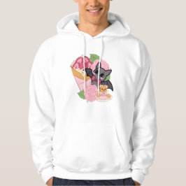 Sudadera Murciélago Kawaii, Crepe de Fresa y Oso de Peluche