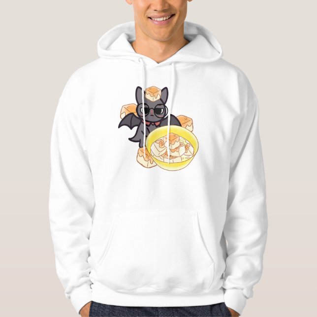 Sudadera Murciélago Kawaii Inteligente con Tazón de Tofu (Anverso)