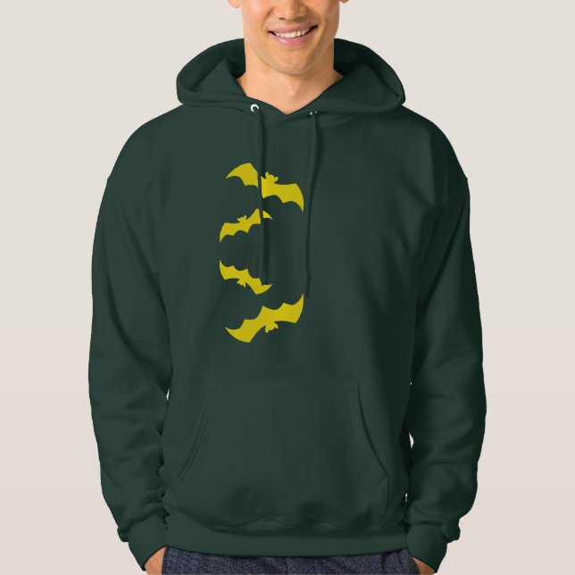 Sudadera Murciélagos amarillos voladores de Halloween (Anverso)