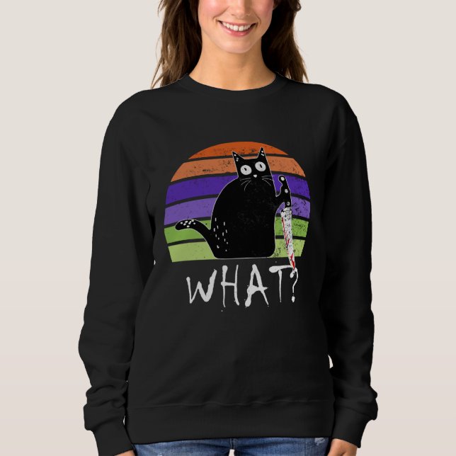 Sudadera Murderous Black Cat Saying What With Knife Hallowe (Anverso)