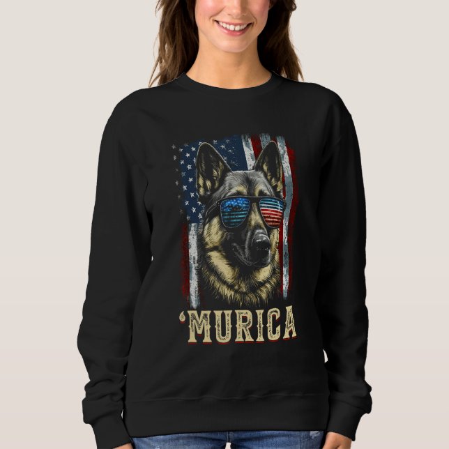 Sudadera Murica Patriotic German Shepherd 4th of July Dog (Anverso)