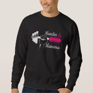 Sudadera Músculo y Mascara Eyelashes Lipstick Funny Negrita