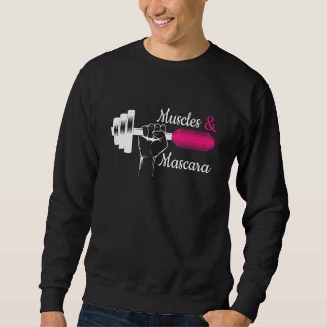 Sudadera Músculo y Mascara Eyelashes Lipstick Funny Negrita (Anverso)