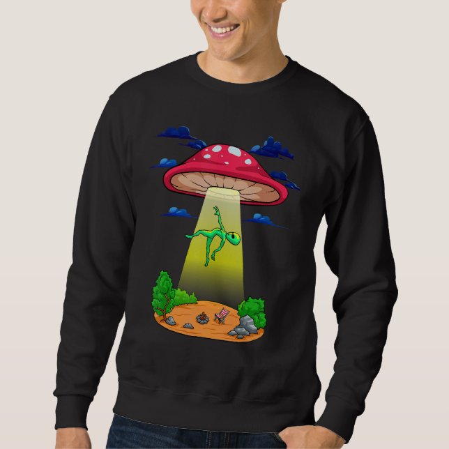 Sudadera Mushroom Alien Abduction Psychedelic  Space UFO Fu (Anverso)