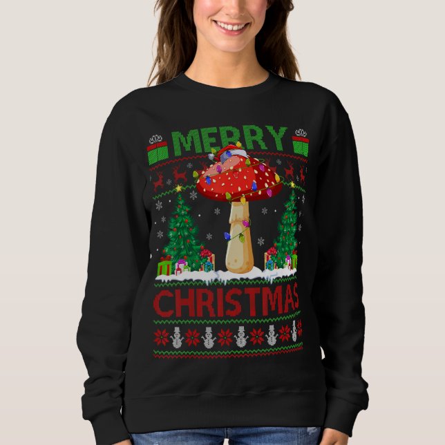 Sudadera Mushroom Xmas Tree Ugly Santa Mushroom Navidades (Anverso)