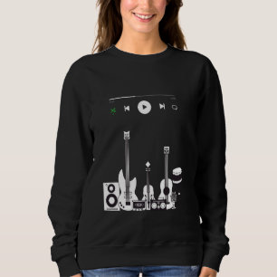 Sudadera Music Dance altavoz 80's guitarra tambor piano pla