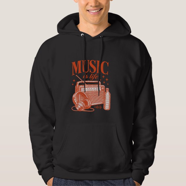 Sudadera Music Is Life Vintage Design (Anverso)