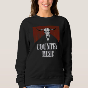 Sudadera Música Country Occidental Cráneo de Toro Retro Vin
