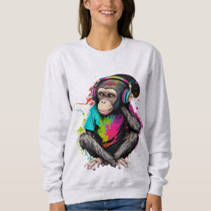 Sudadera Música de escucha de monos, música obsesionada con