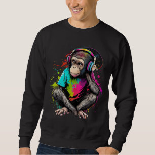 Sudadera Música de escucha de monos, música obsesionada con