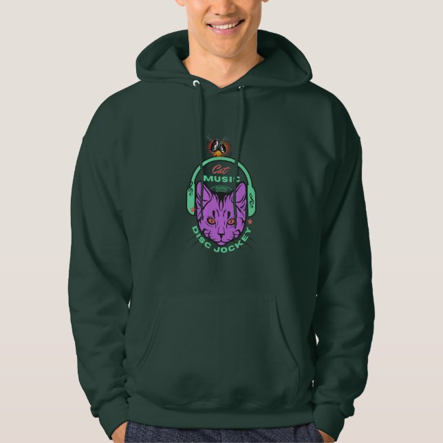 Sudadera Música de gato morado con auriculares (Anverso)