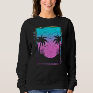 Sudadera Música de los años 80 Vaporwave Palm Trees Estétic