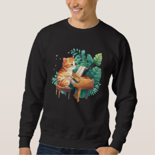 Sudadera Música de piano divertida gato hombres mujeres niñ