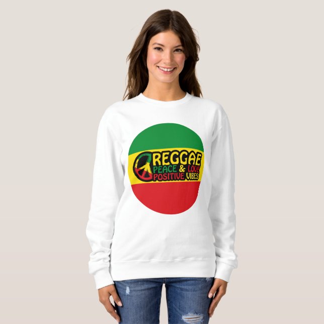 Sudadera Música de reggae con citas positivas (Anverso completo)