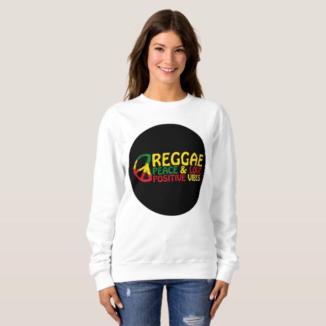 Sudadera Música de reggae con citas positivas (Anverso completo)