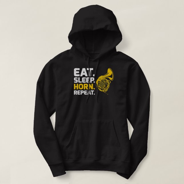 Sudadera Música del Cuerno Francés comiendo el cuerno de su (Diseño del anverso)